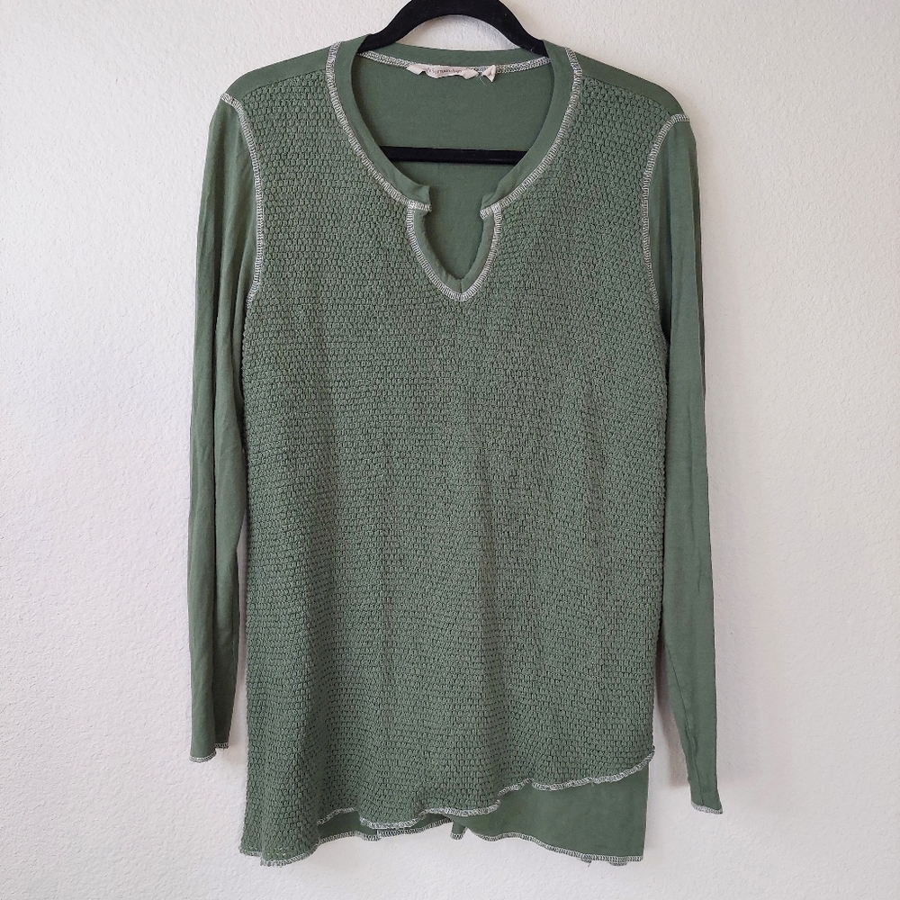 Soft surroundings Hallie Asymmetrical Hem Henley Pullovet Sweater Size Large
